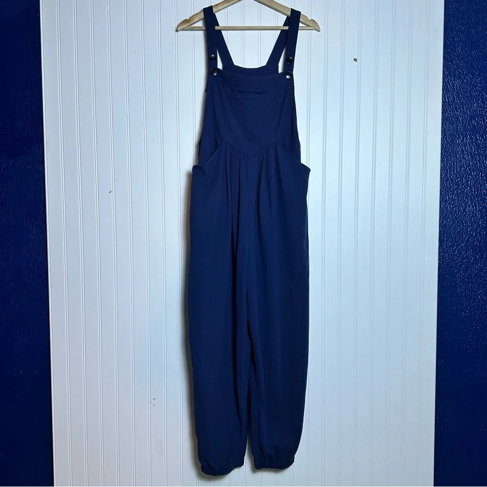 Halara Pockets Waffle Casual Jogger Overalls Women's Blue Jumpsuit Large - Picture 9 of 17